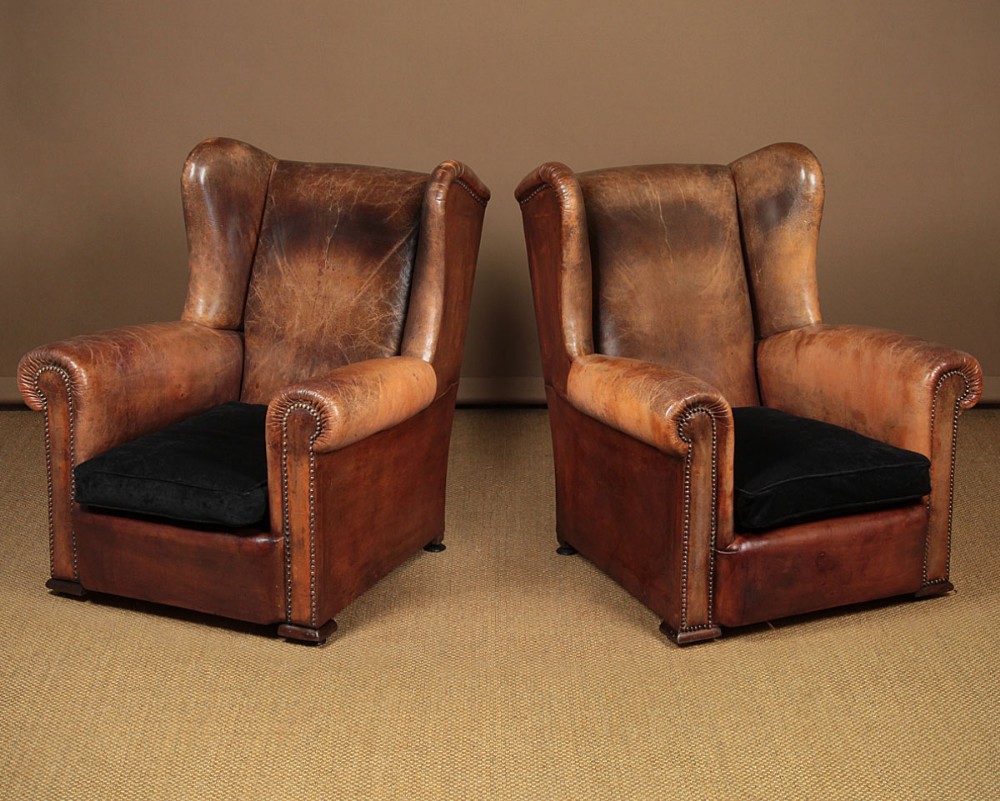 Pair of Leather Armchairs c.1930.