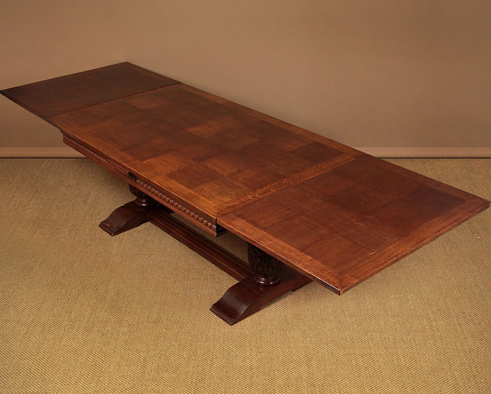 Oak Drawer Leaf Refectory Dining Table c.1930.