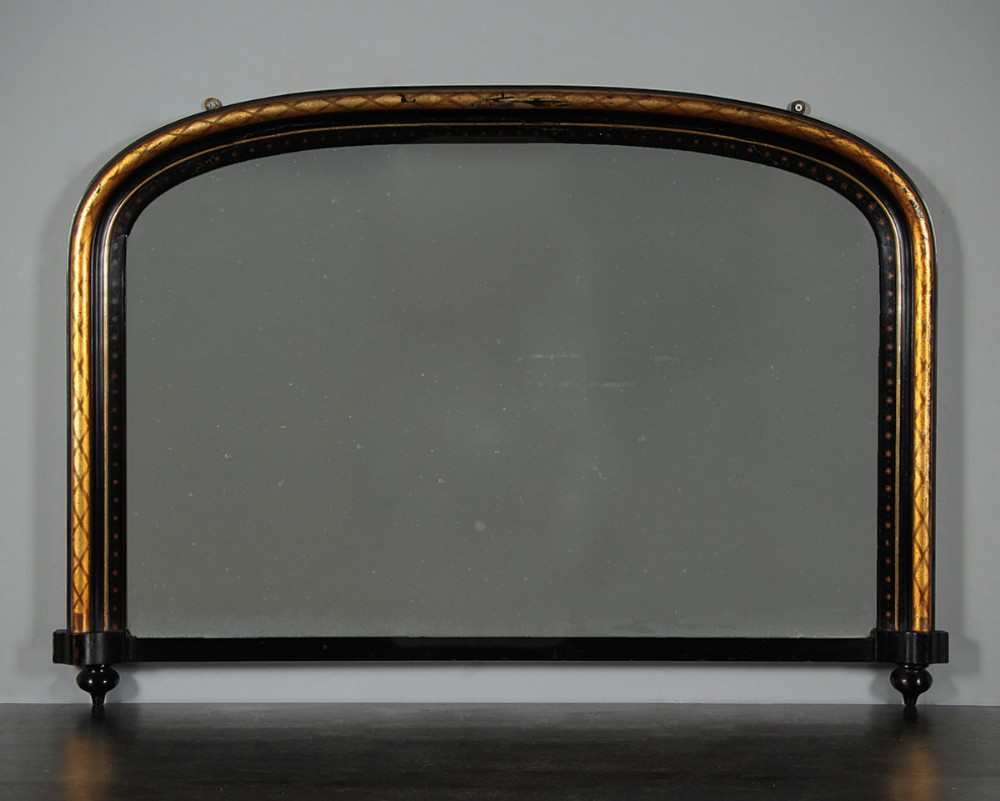 Ebonised and Gilded Overmantle Mirror c.1860.