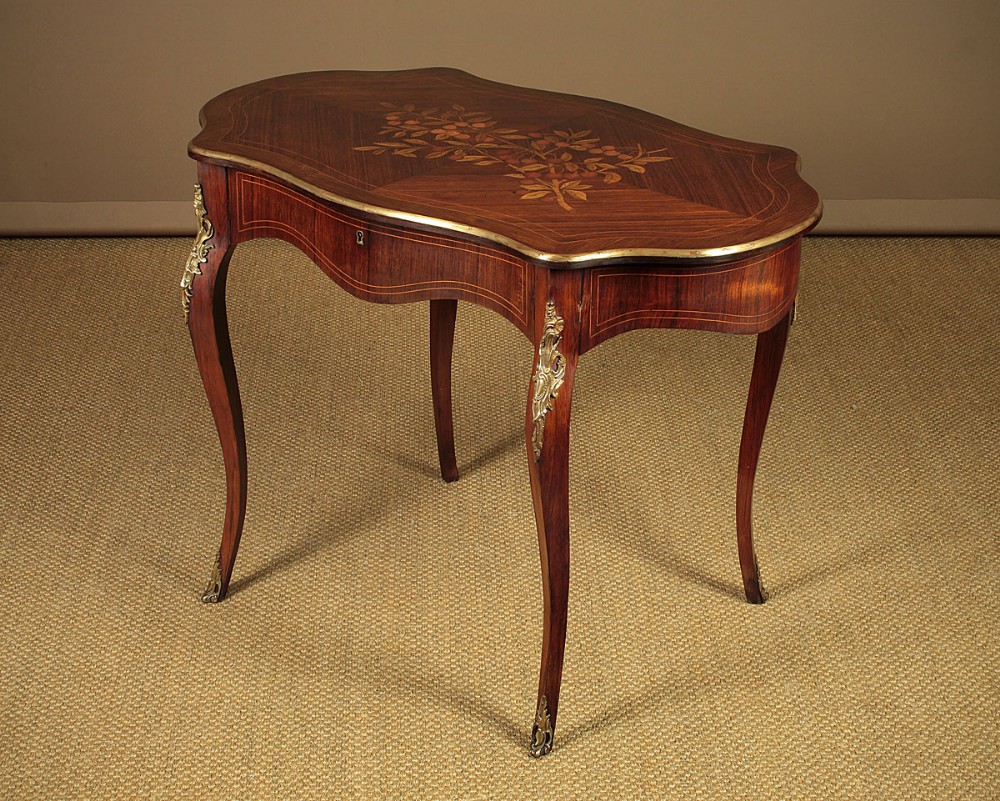Marquetry Inlaid Rosewood Window Table c.1930.
