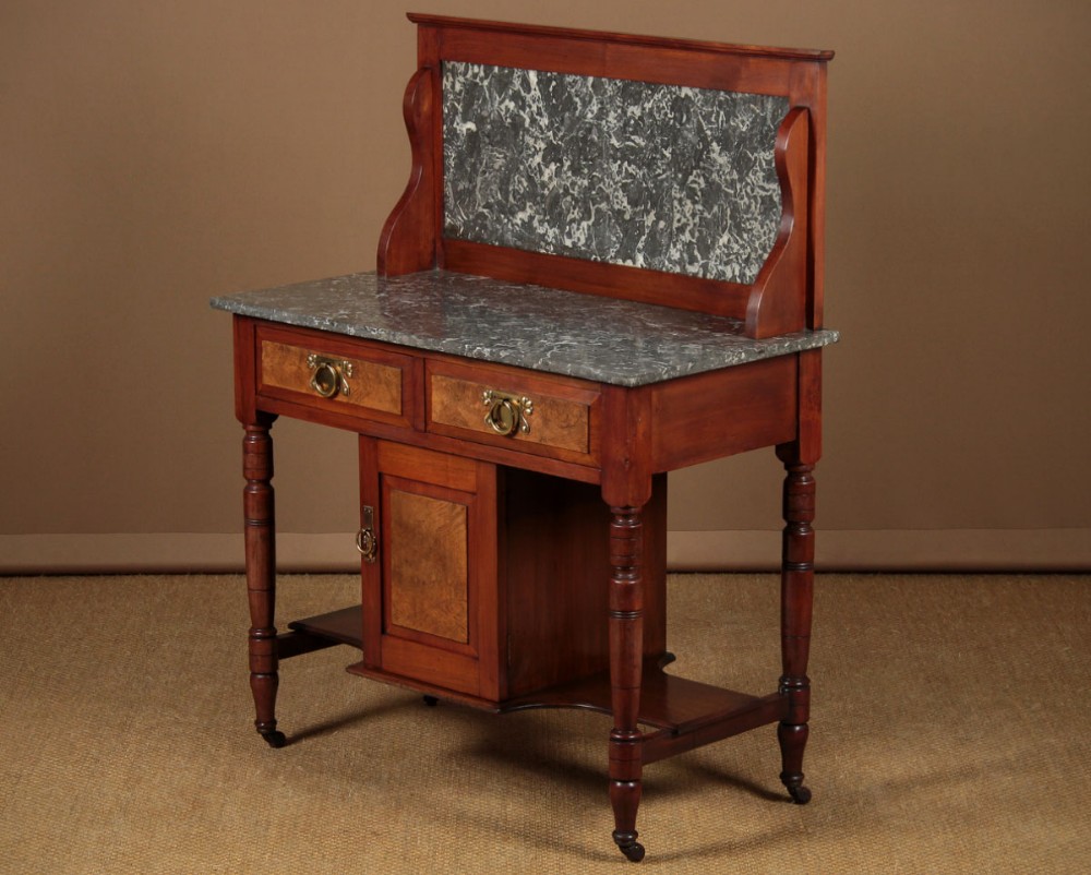 Small Walnut & Marble Top Washstand c.1895.