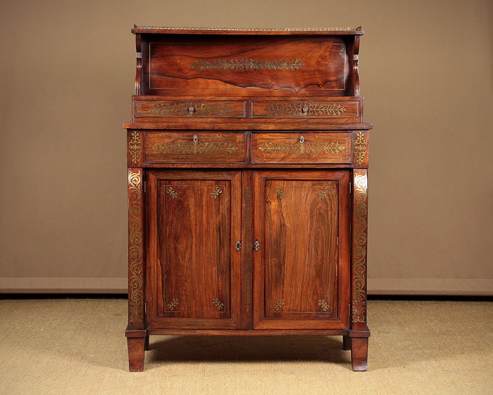 Regency Brass Inlaid Rosewood Chiffonier Side Cabinet c.1820.