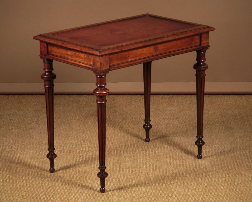 Small Walnut Leather Top Writing Desk c.1900.