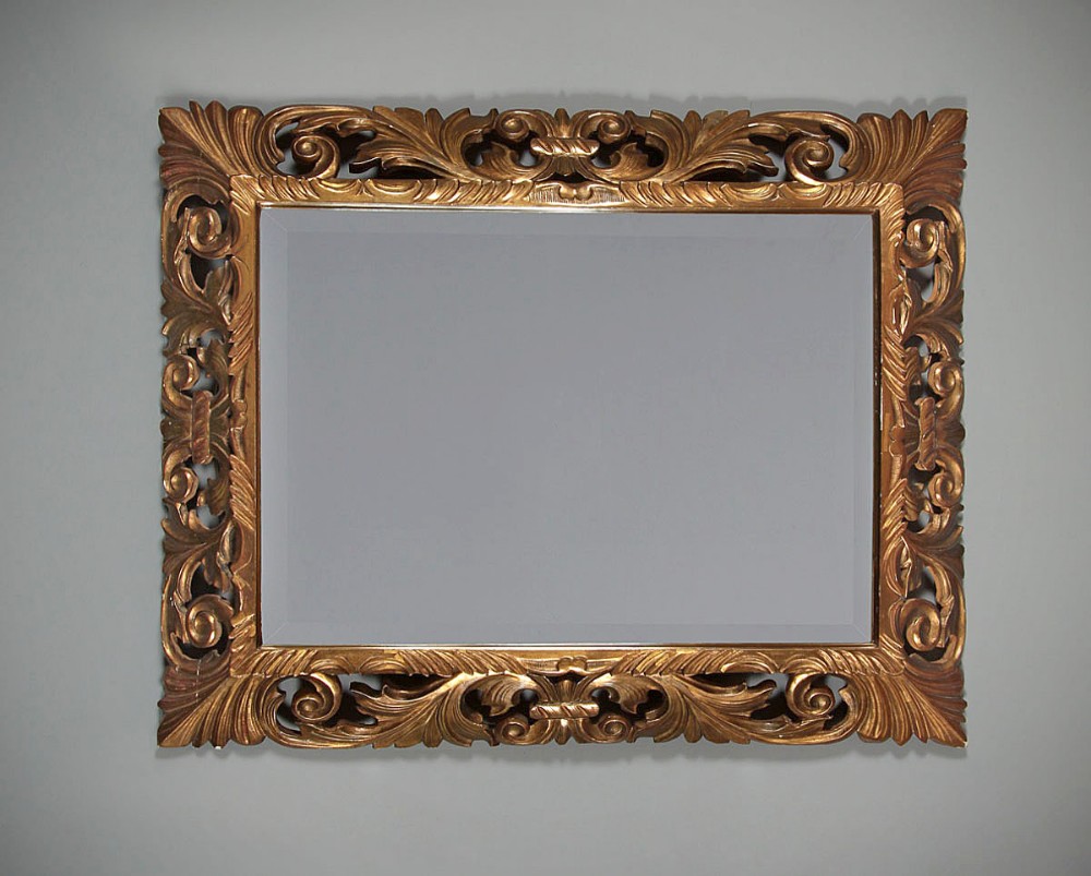Large Carved & Gilded Cushion Frame Wall Mirror c.1920.
