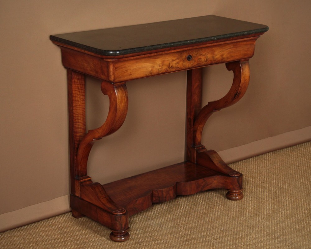 Small Walnut & Marble Top Console Table c.1860.