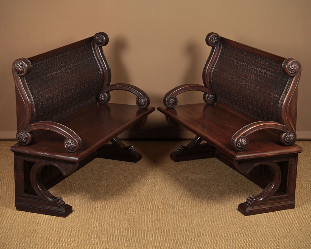 Pair of Renaissance Revival Benches c.1890.
