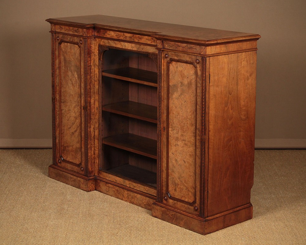 Burr Walnut Bookcase Side Cabinet c.1880.
