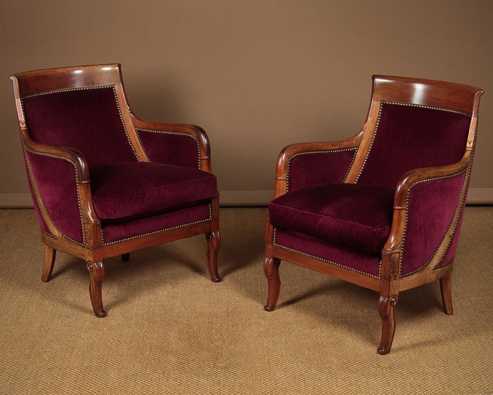 Pair of Empire Style Mahogany Armchairs c.1900.