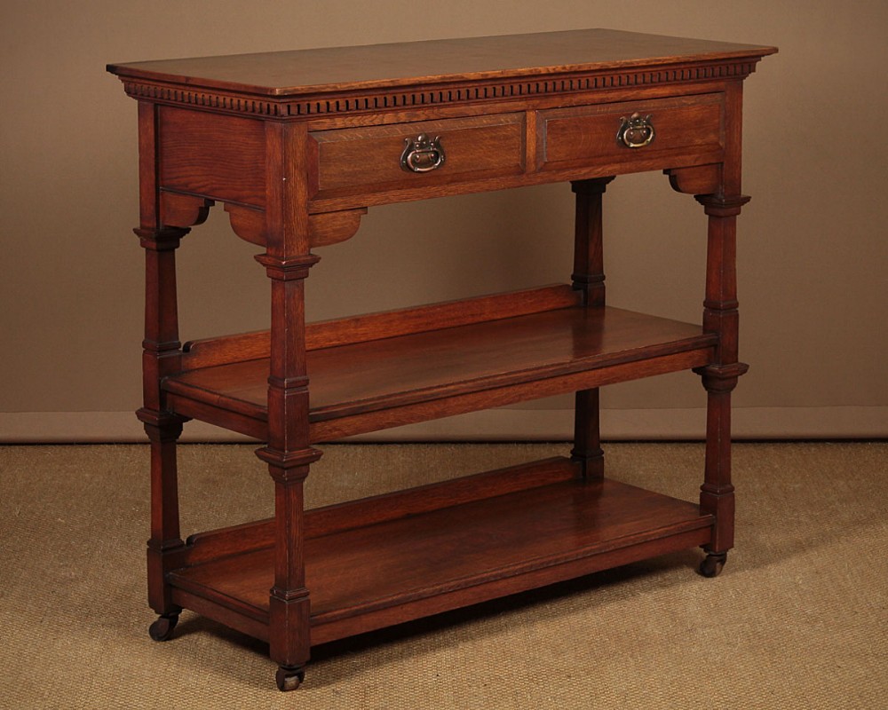 Oak Three Tier Buffet with Drawers c.1905.