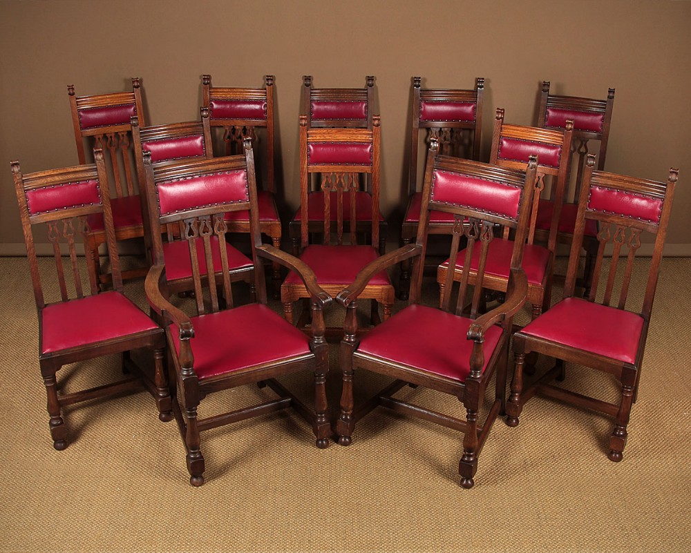 Set of Twelve Arts & Crafts Dining Chairs c.1910.
