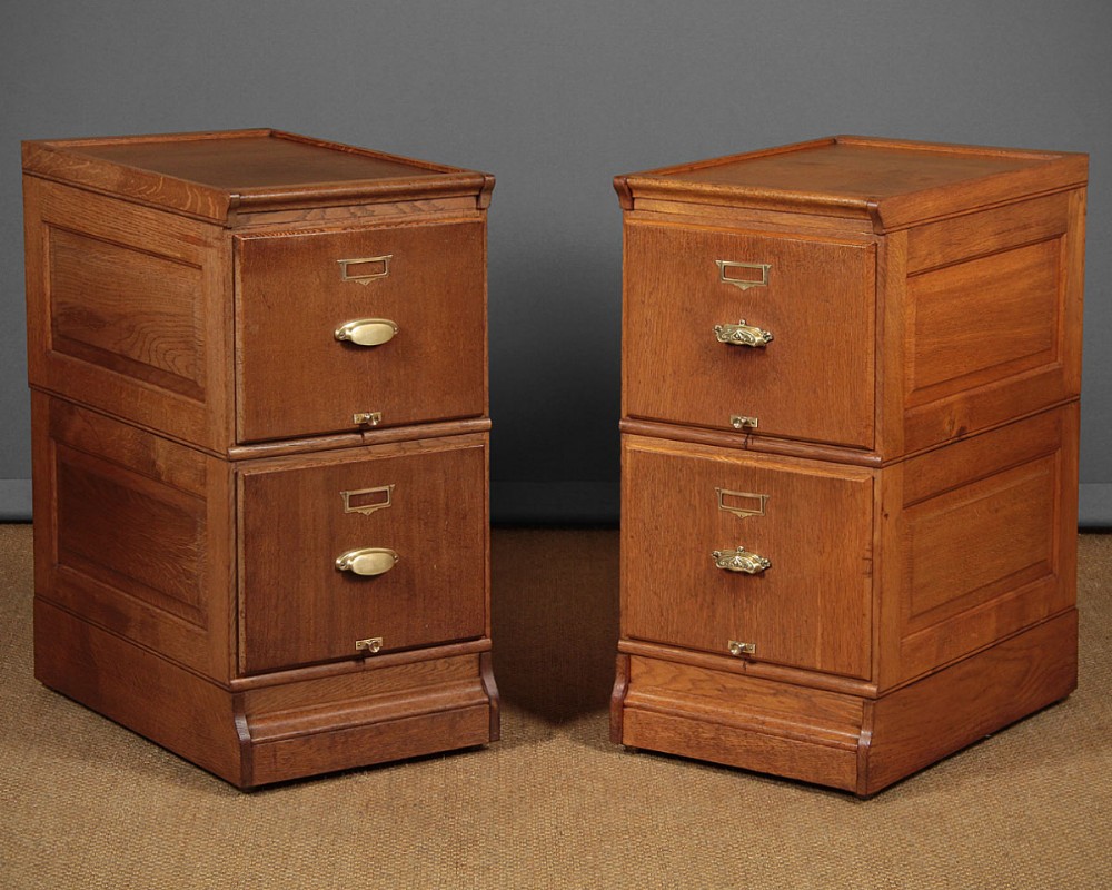 Pair of Oak Low Filing Cabinets c.1910.