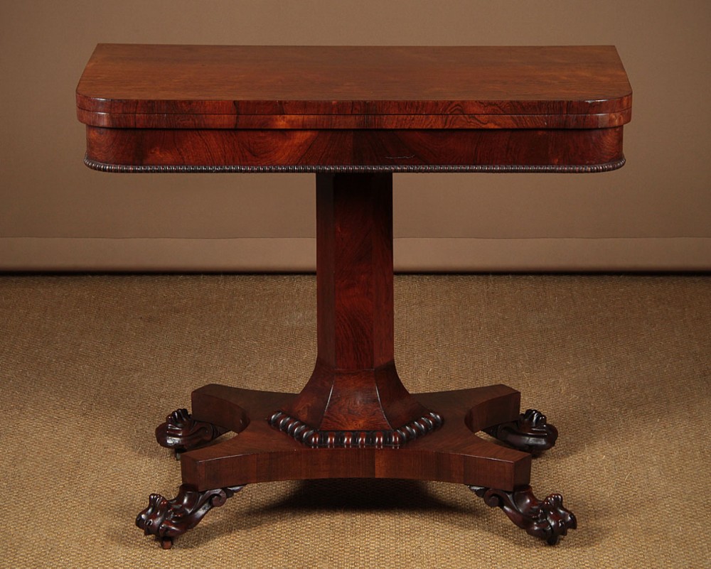 William IV Rosewood Fold Over Card Table c.1835.