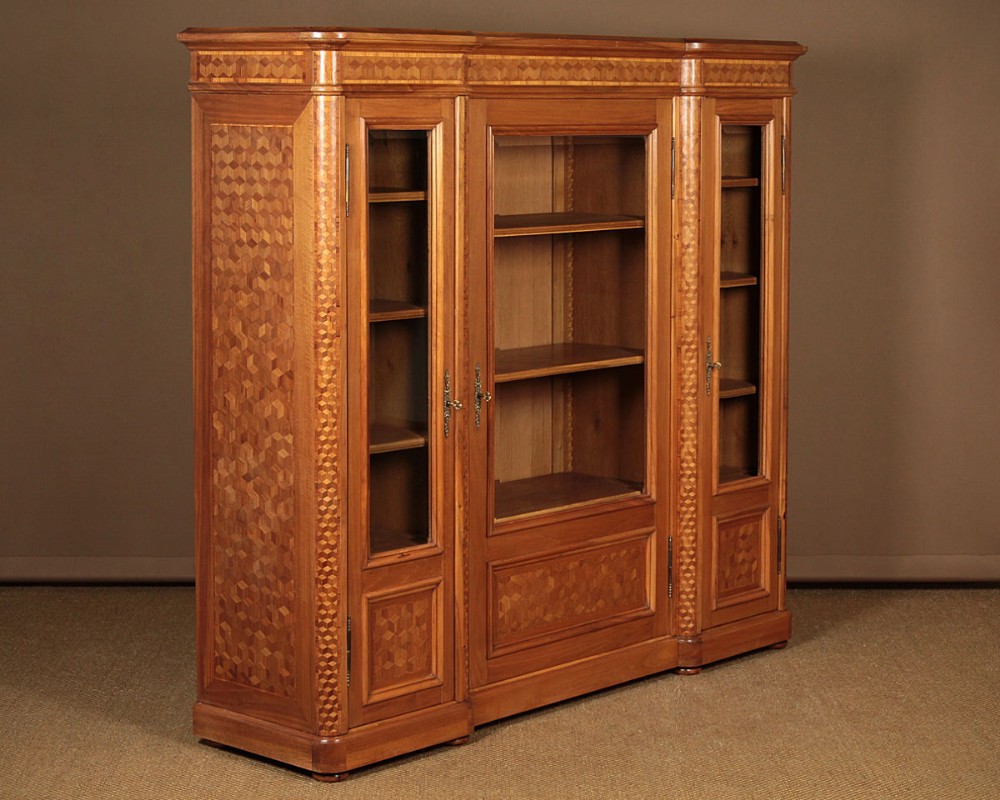 Large Pale Parquetry Inlaid Bookcase c.1930.