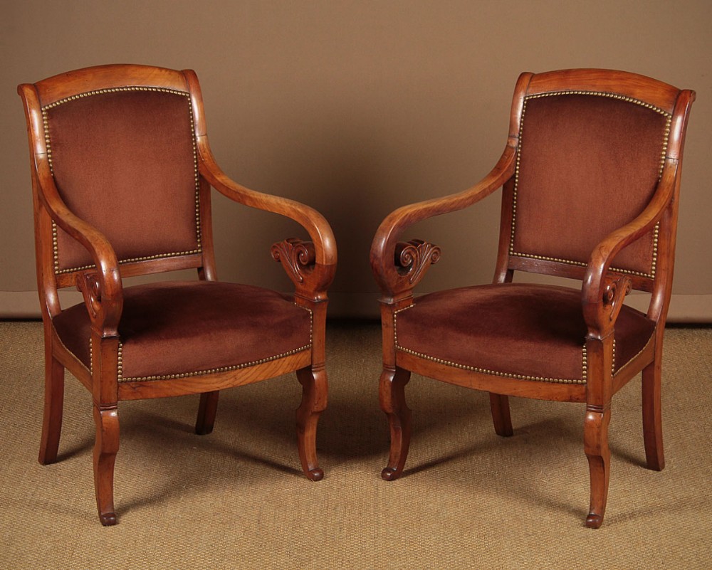 Pair of French Empire Armchairs c.1830.