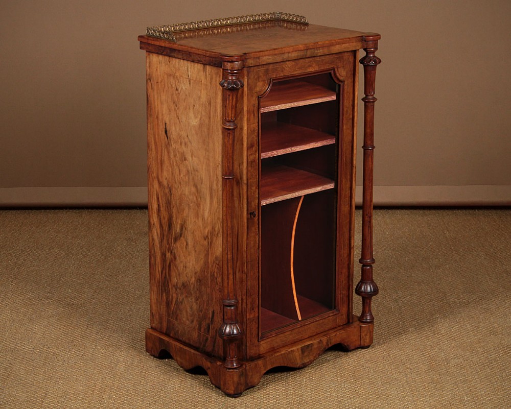 Narrow Walnut Music Cabinet c.1870.