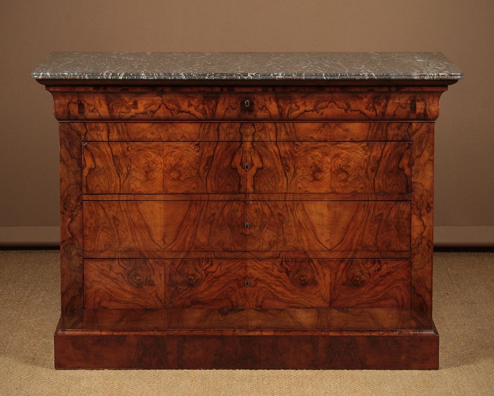 Walnut & Marble Top Chest of Drawers c.1880.