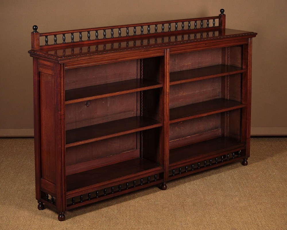 Long Walnut Open Bookshelves c.1880.