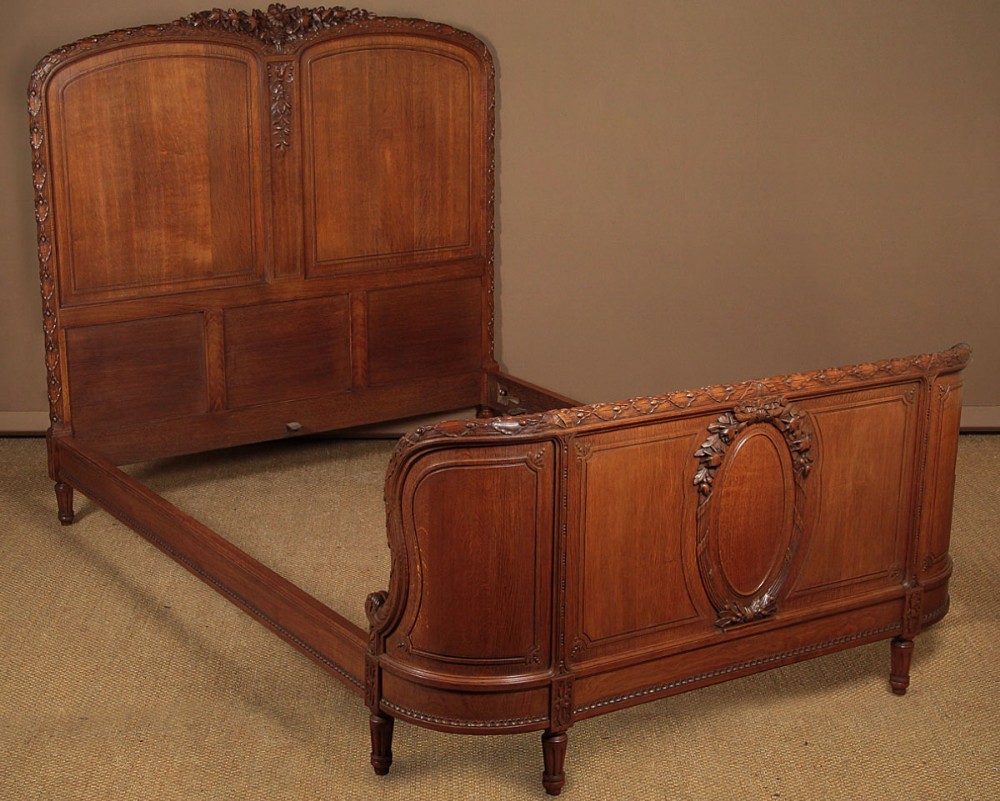 French Oak Double Bed c.1900.