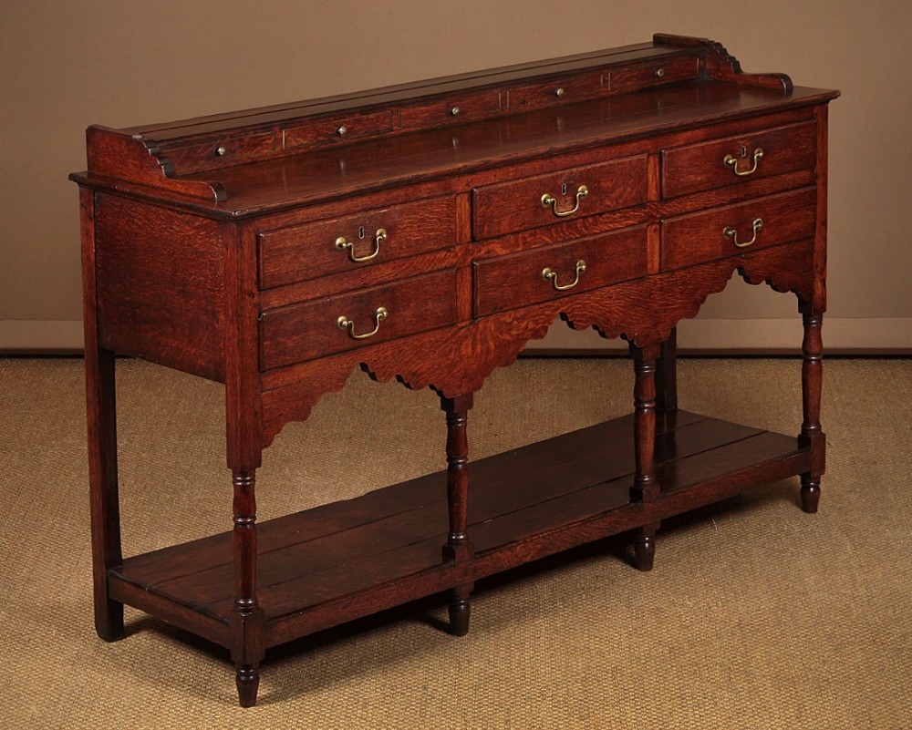 Small Welsh Oak Potboard Dresser Base c.1800.
