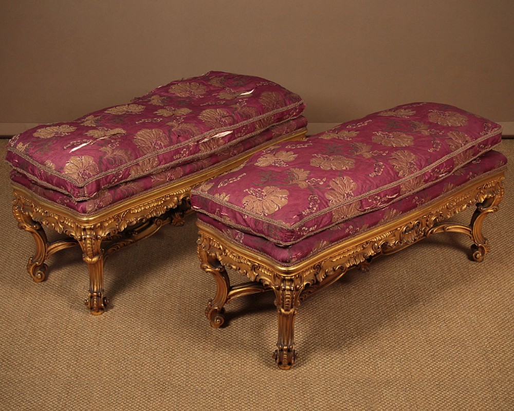 Pair of Italian Giltwood Window Seats c.1900. 