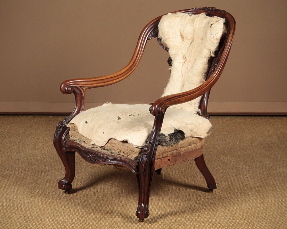 Walnut Armchair for Reupholstery c.1860.