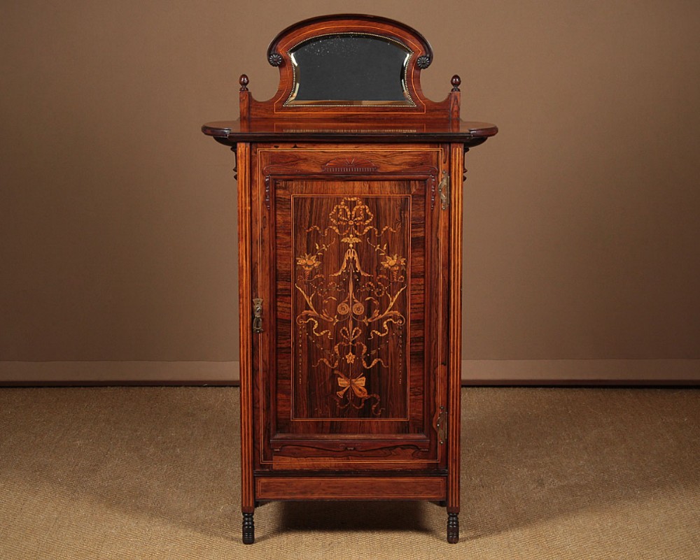 Inlaid Rosewood Music Cabinet c.1890.
