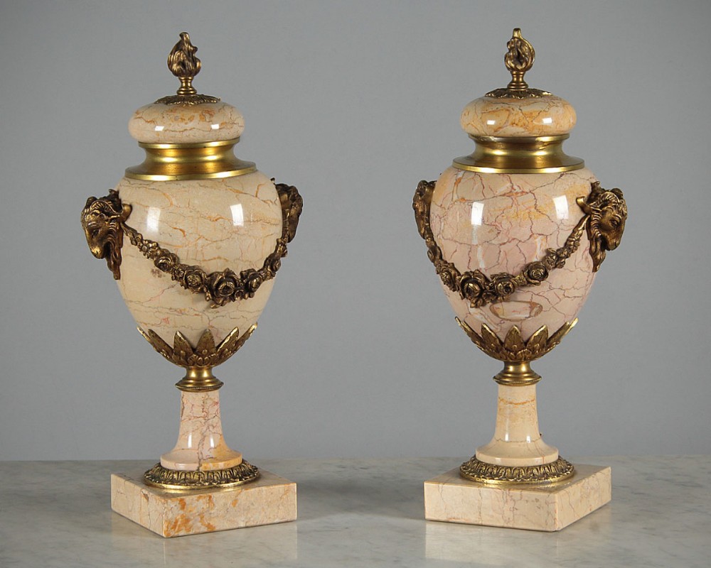 Pair of Large Marble Urn Cassolettes c.1890.