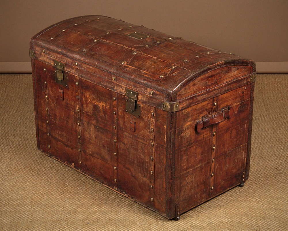 Large Leather Steamer Chest by Lavolaille of Paris c.1910.