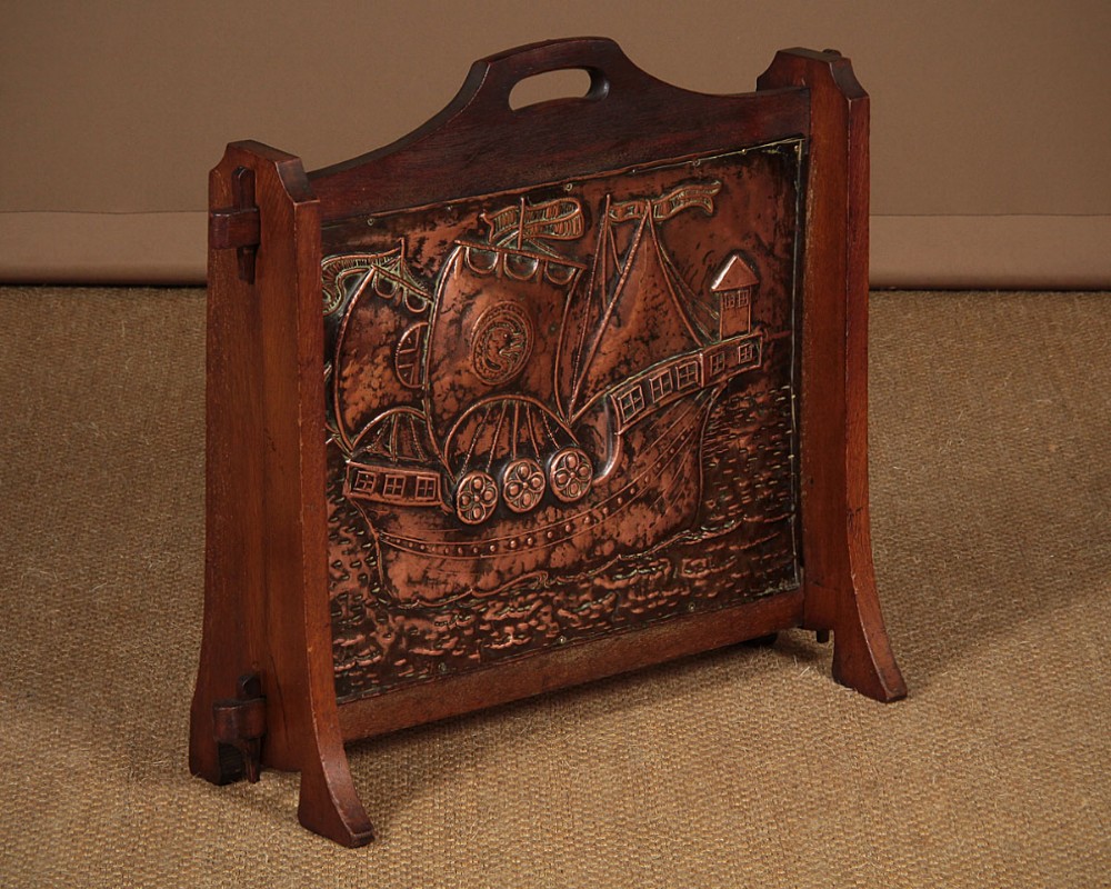 Arts & Crafts Repoussé Copper Fire Screen c.1910.