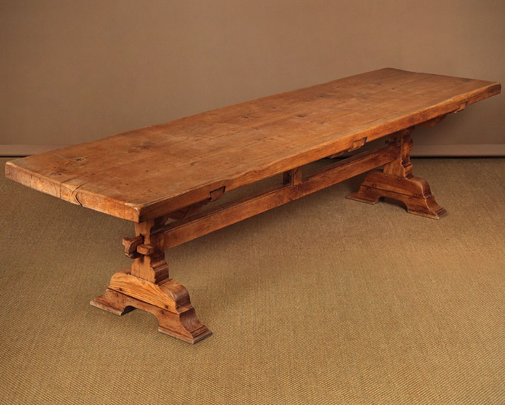 Very Large Oak Refectory Table & Benches c.1900.