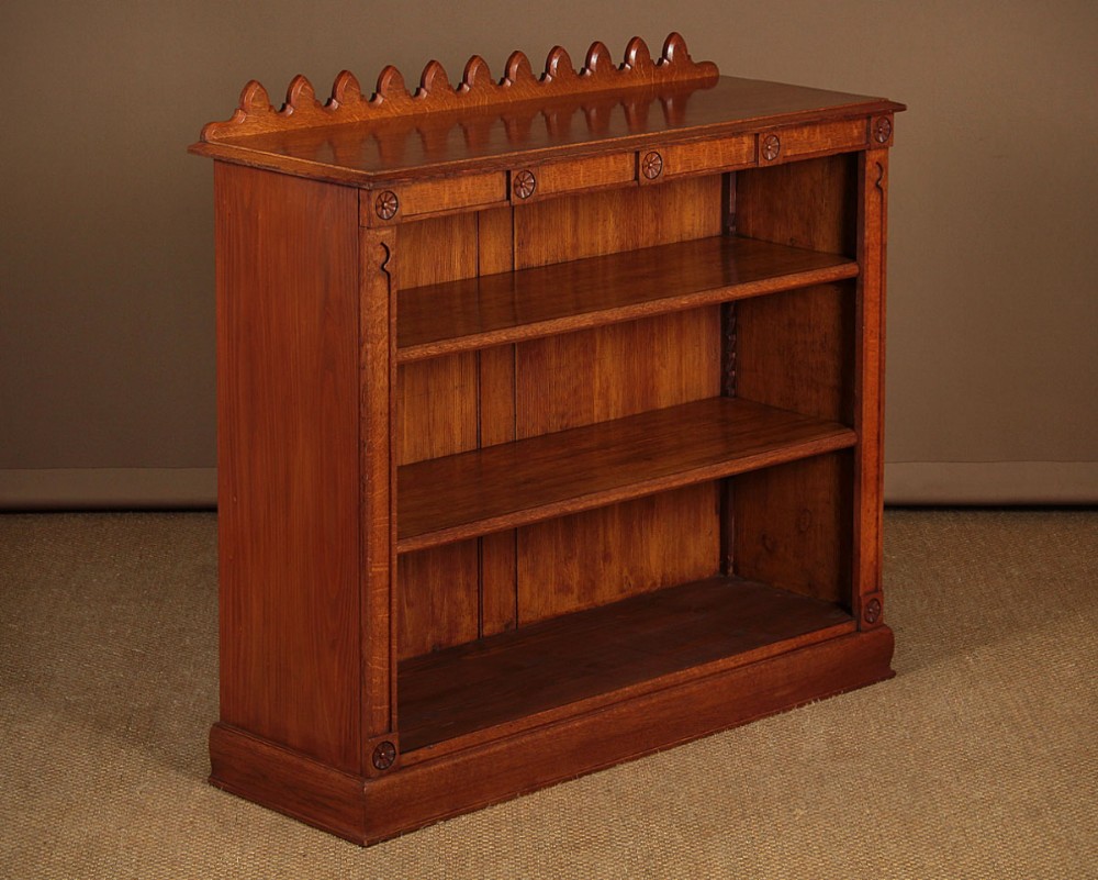 Gothic Oak Open Bookshelves c.1890