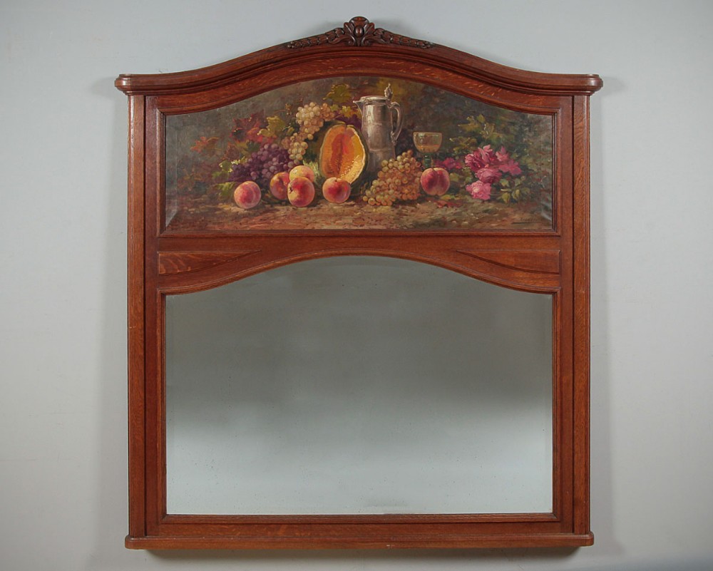 Large Overmantle Mirror with Painted Panel c.1920.