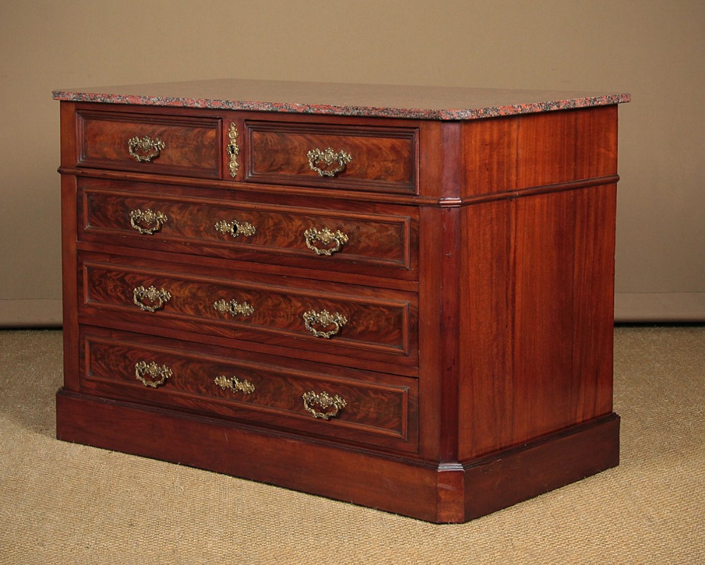 Mahogany & Marble Top Chest of Drawers c.1890.