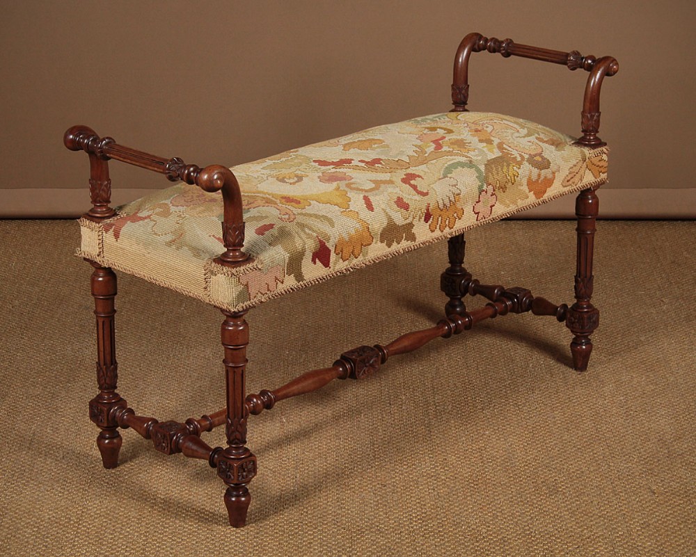 Carved Walnut Duet Stool c.1910.