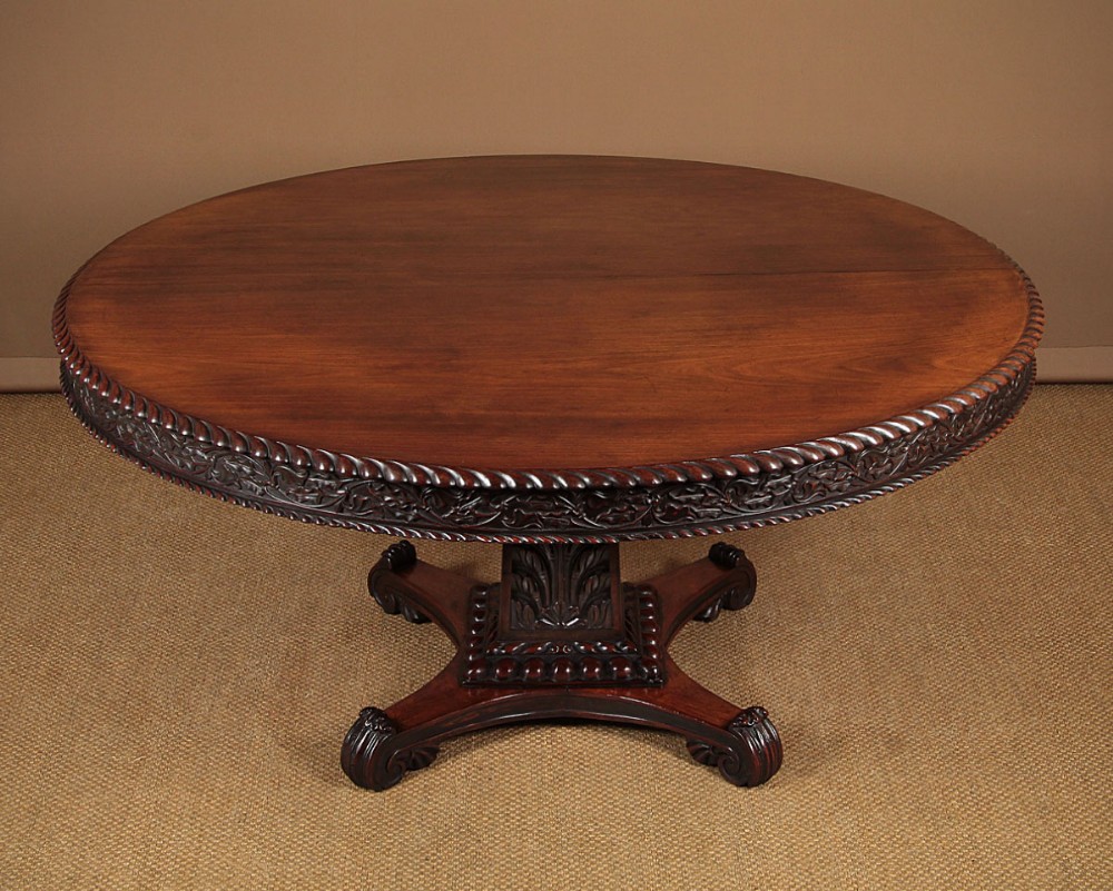 Large Anglo-Indian Padouk Breakfast Dining Table c.1850