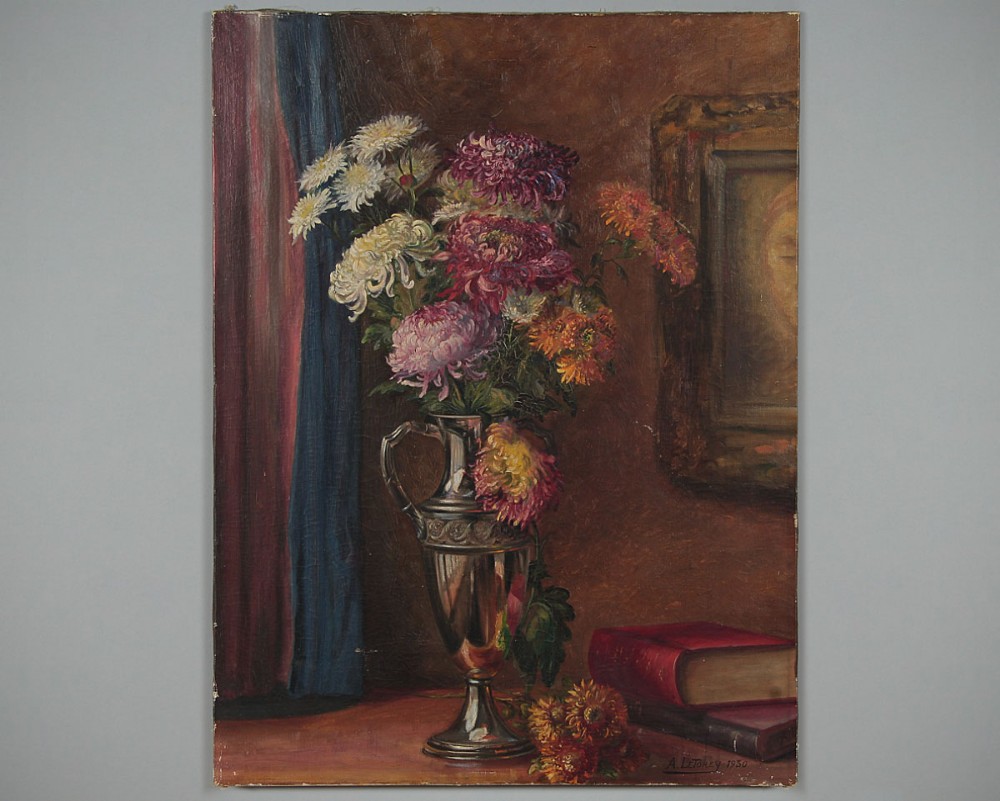 Large Still Life of Flowers in a Vase dated 1930.
