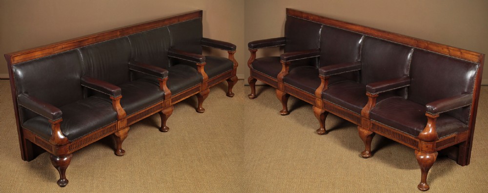 Pair of Long Walnut Gallery Seats c.1910.