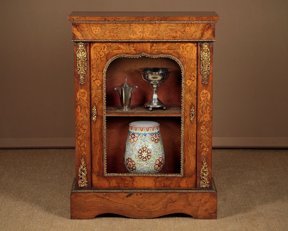 Marquetry Inlaid and Ormolu Mounted Walnut Pier Cabinet c.1870