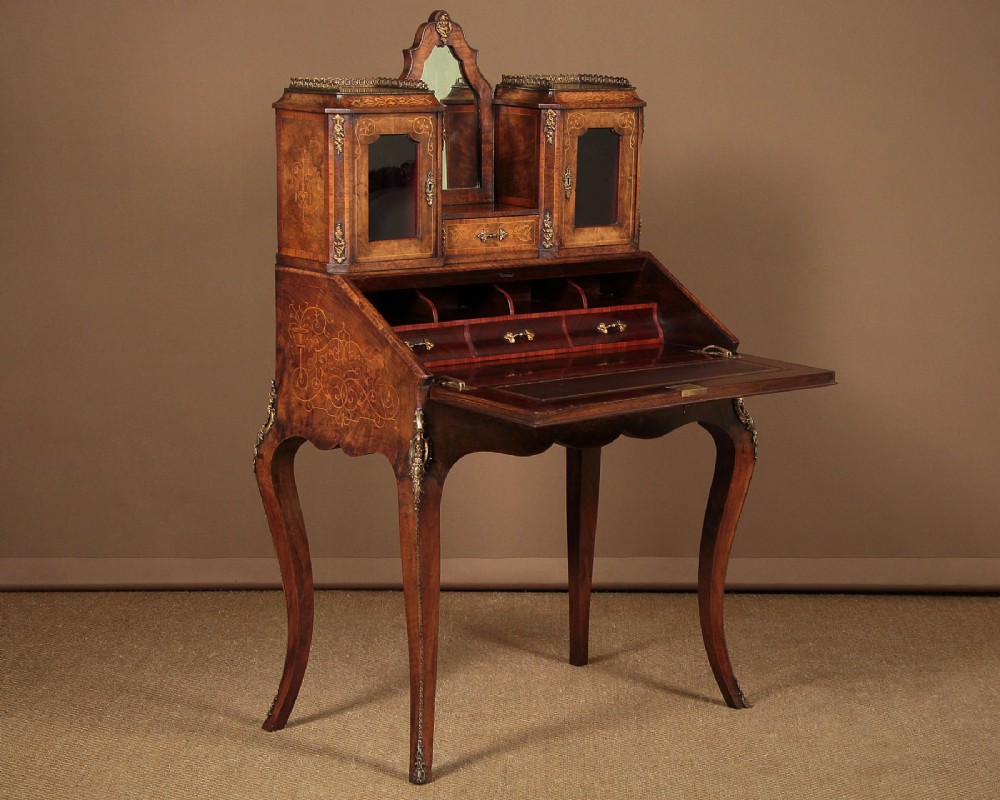 Inlaid & Ormolu Mounted Walnut Writing Desk c.1870