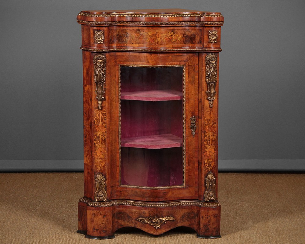 Marquetry Inlaid and Ormolu Mounted Walnut Corner Cabinet c.1870