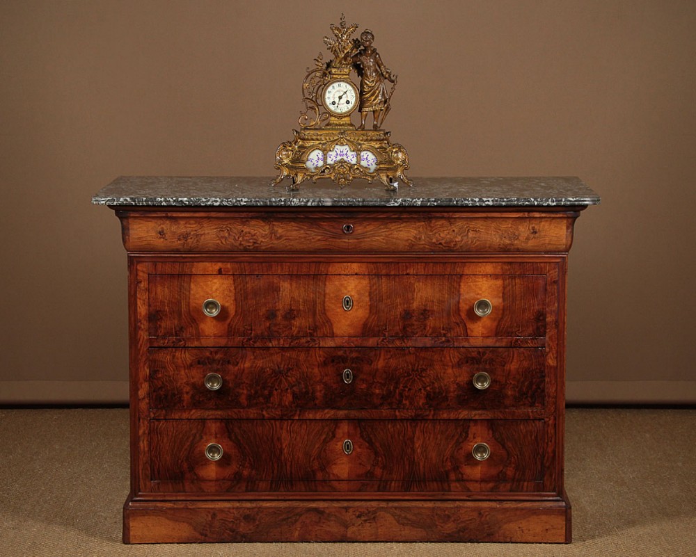 Burr Walnut & Marble Top Commode c.1860