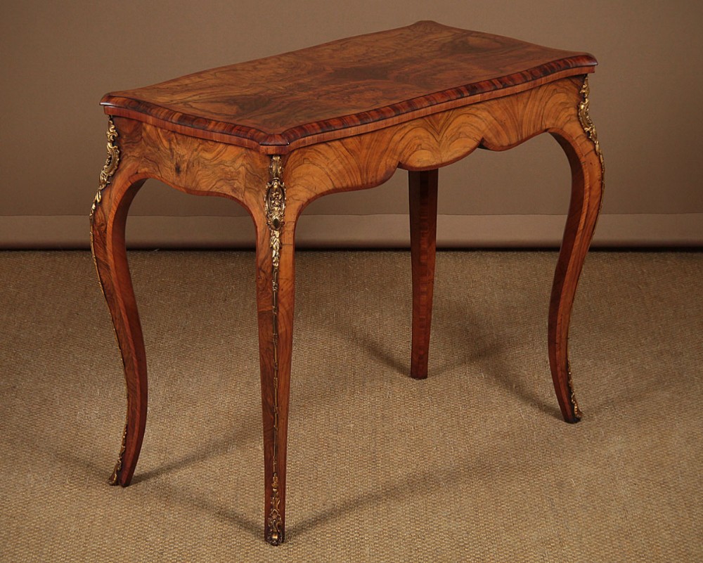 Ormolu Mounted Walnut Fold Over Card Table c.1880