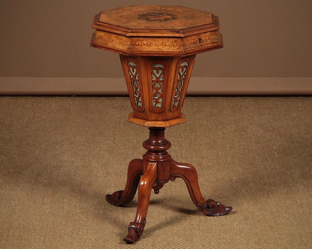 Inlaid Walnut Side Table & Work Box c.1870