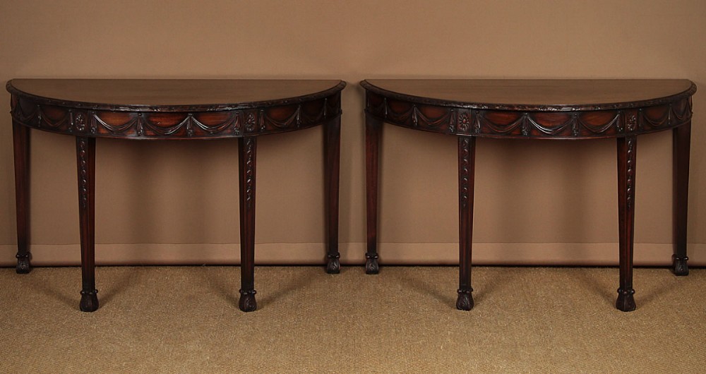 Pair of Adams Style Demi-Lune Side Tables c.1930