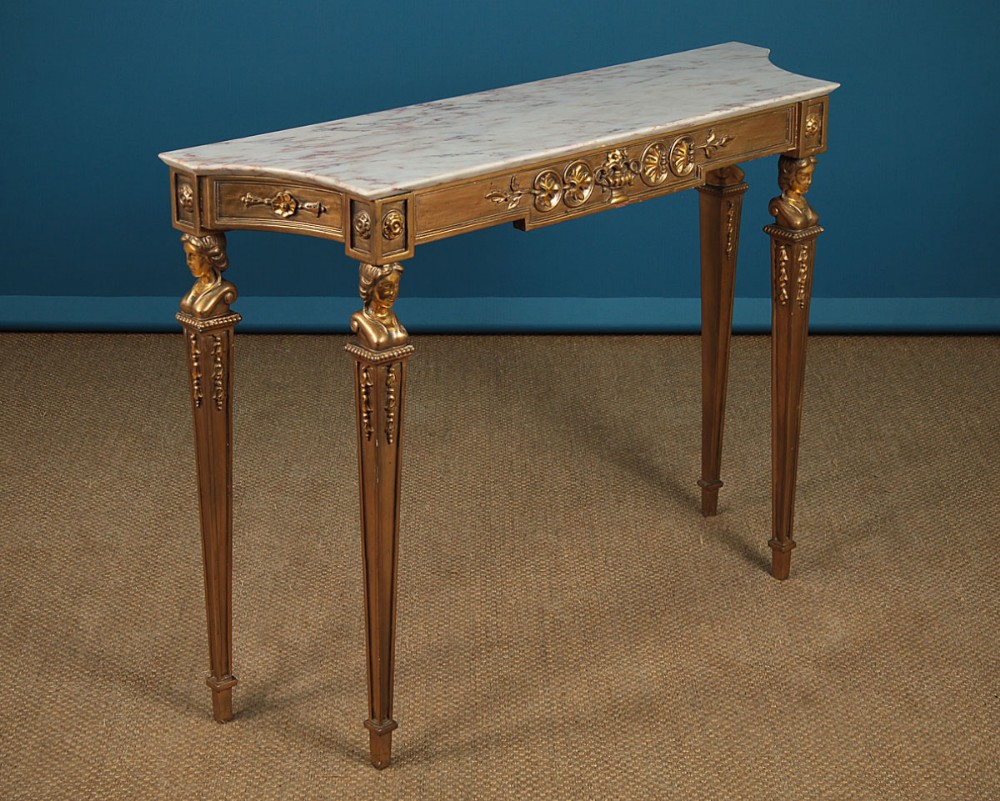 Gilded Marble Top Console Table c.1930