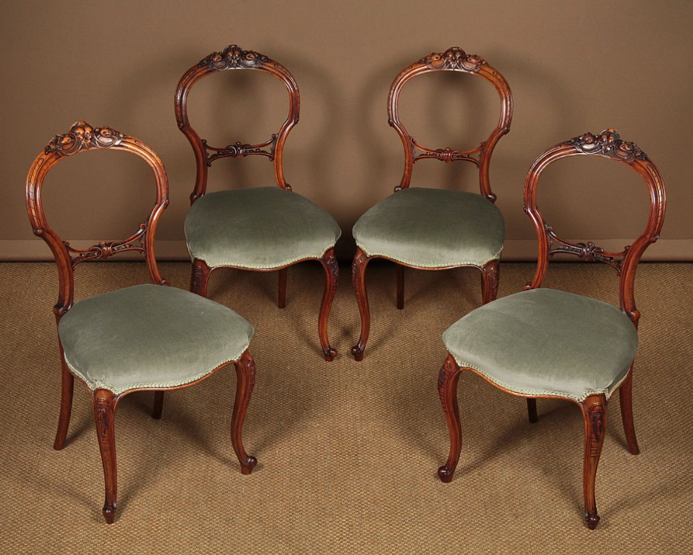Set of Four Walnut Dining Chairs c.1860