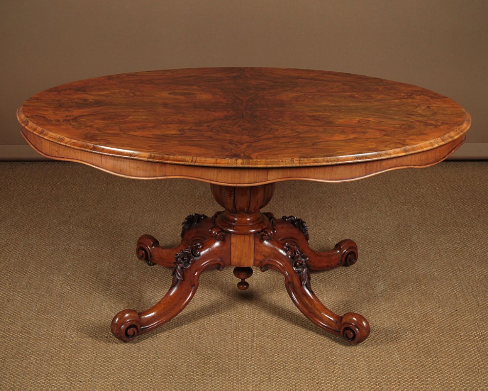 Burr Walnut Oval Dining Table c.1870