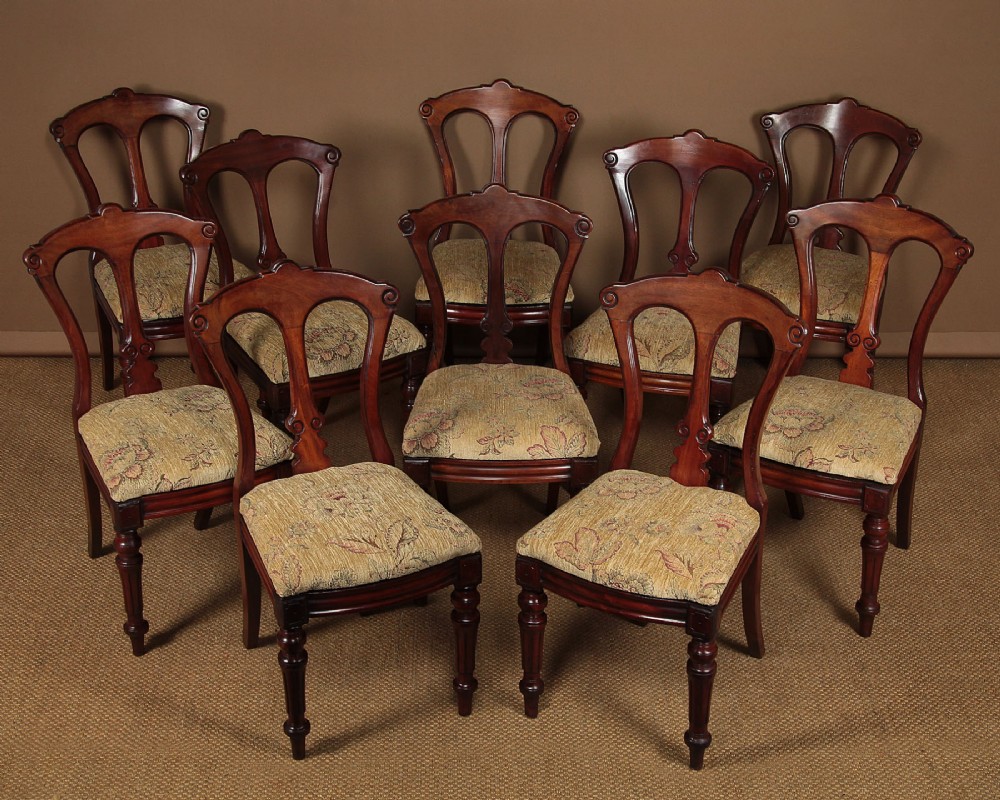10 Mid 19th.c. Mahogany Dining Chairs by James Reilly of Manchester c.1870.