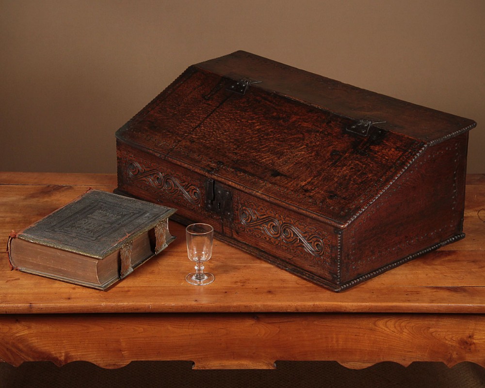 18th.c. Carved Oak Bible Box c.1700.