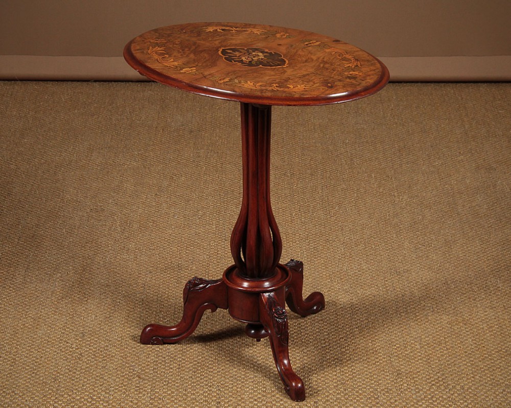 19th c. Burr Walnut Tilt Top Wine Table c.1880. 